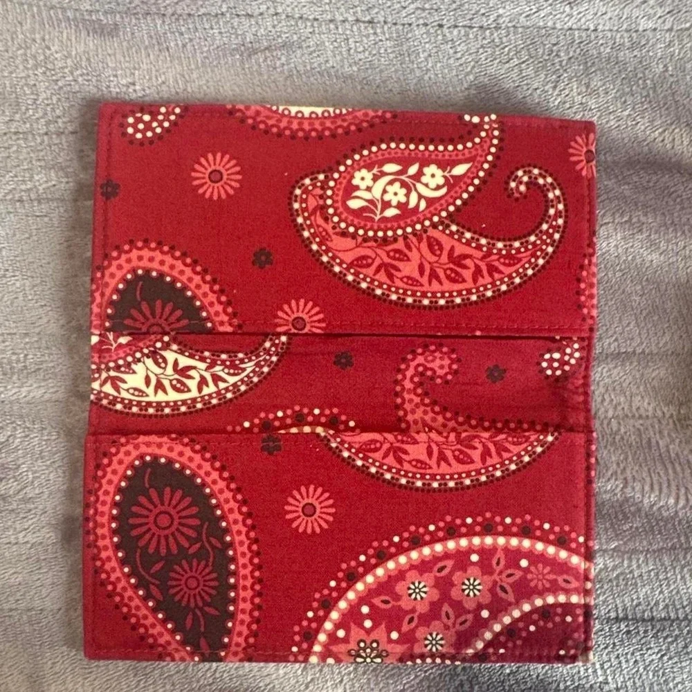 Vera Bradley Red Mesa Bandana Paisley wallet and check book cover set clean